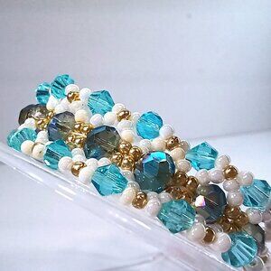 Aqua Opulence" Beaded Wristlet